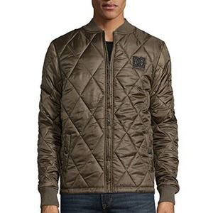 DC Shoe Co. Men's Embroidered Logo Quilted Puffer Jacket in Small Dusty Olive